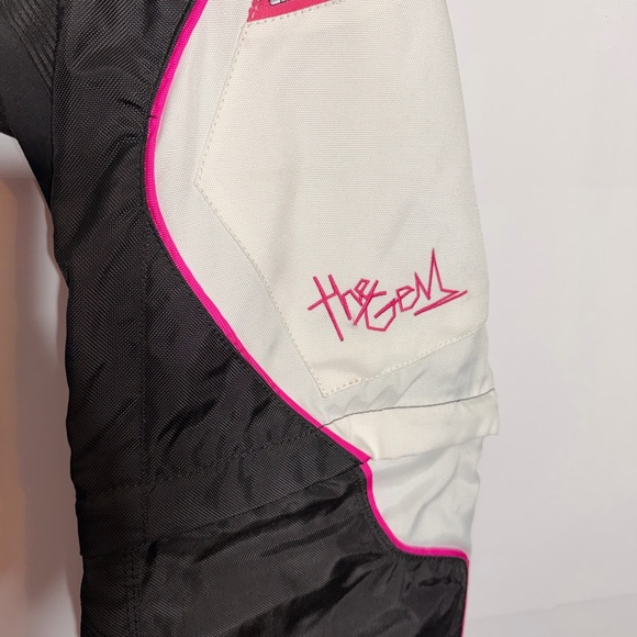 Girls Gem Black, White & Pink Motorcycle Riding Pants with Removable Pant Legs - Picture 5 of 15